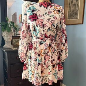 Baltic Born Tally Cream Multicolor Floral Print Long Sleeve Dress